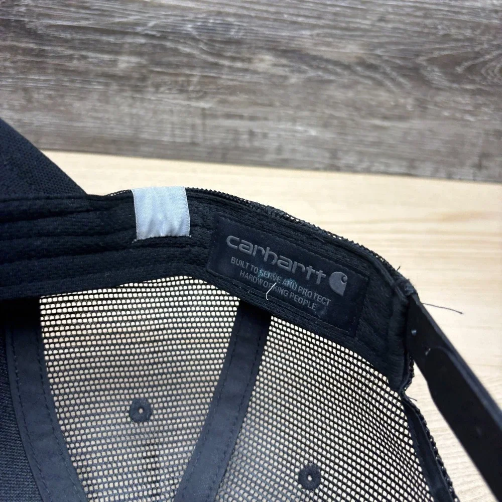 Carhartt Hat Cap Snap Back Black Trucker Mesh Workwear Logo Adjustable Canvas